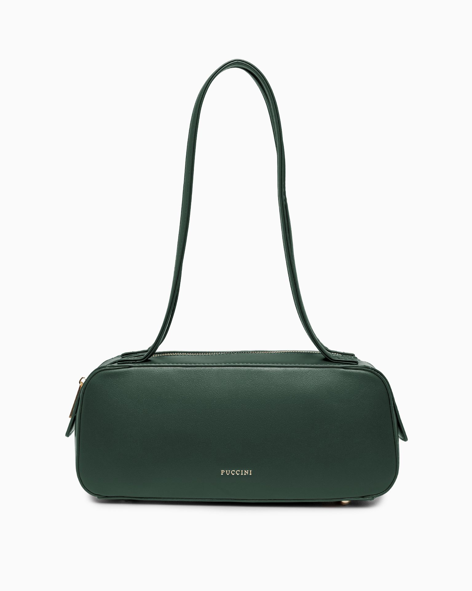 Жіноча багетна сумка з екологічної шкіри зеленого кольору