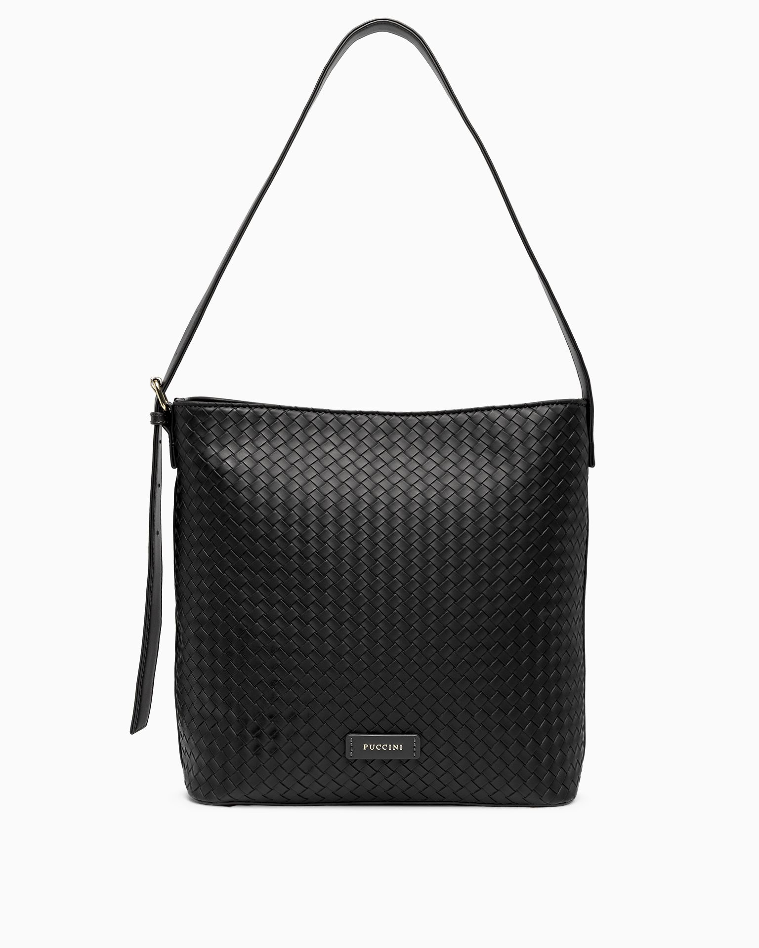 Жіноча сумка через плече, плетена з екошкіри, чорна