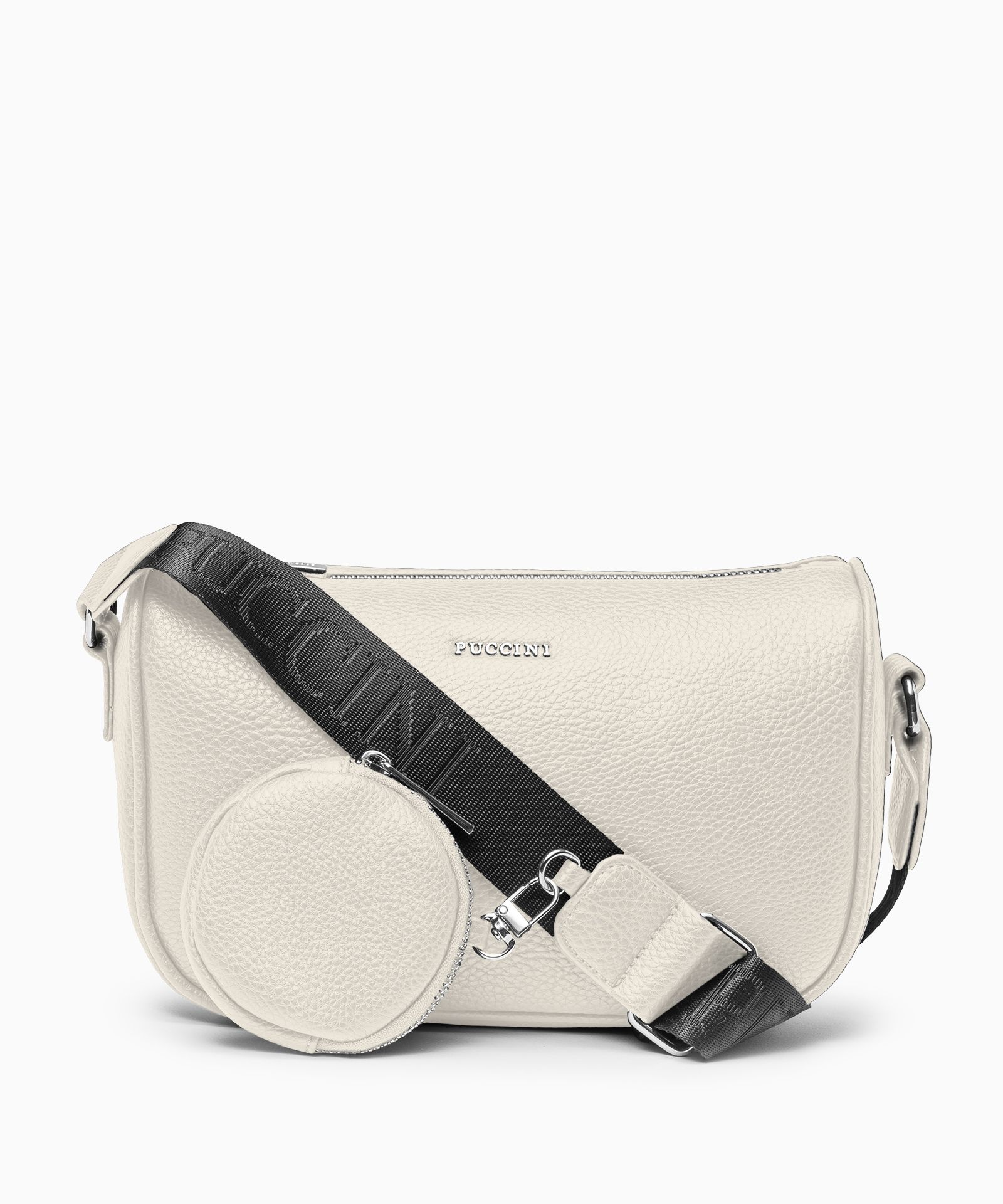 Сумочка на тканинному ремінці з кремовим мішечком