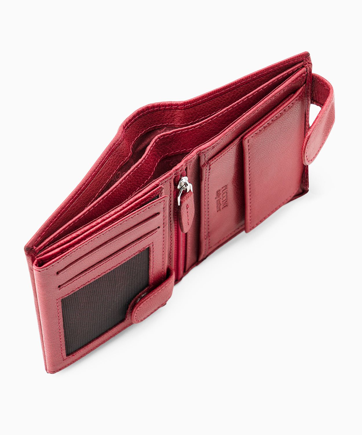 Червоний шкіряний гаманець на застібці