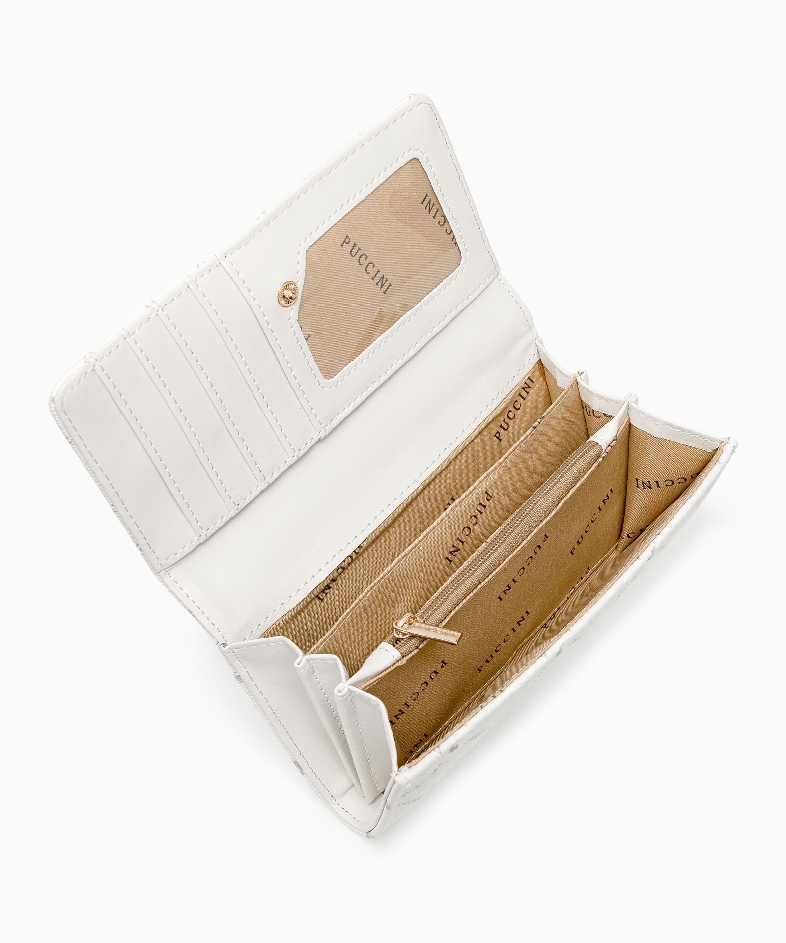 Білий жіночий гаманець з логотипом середнього розміру з екологічної шкіри