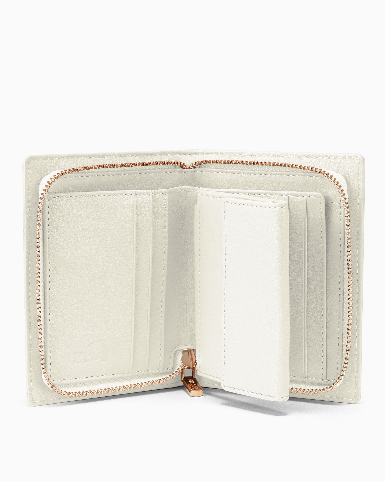 Жіночий середній шкіряний гаманець на блискавці білий