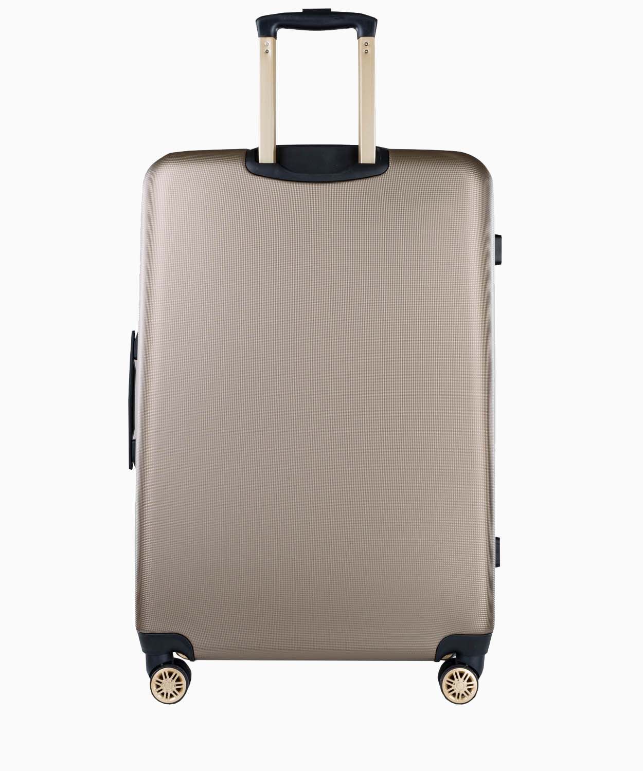 Велика валіза шампанського кольору  з вишуканим написом 