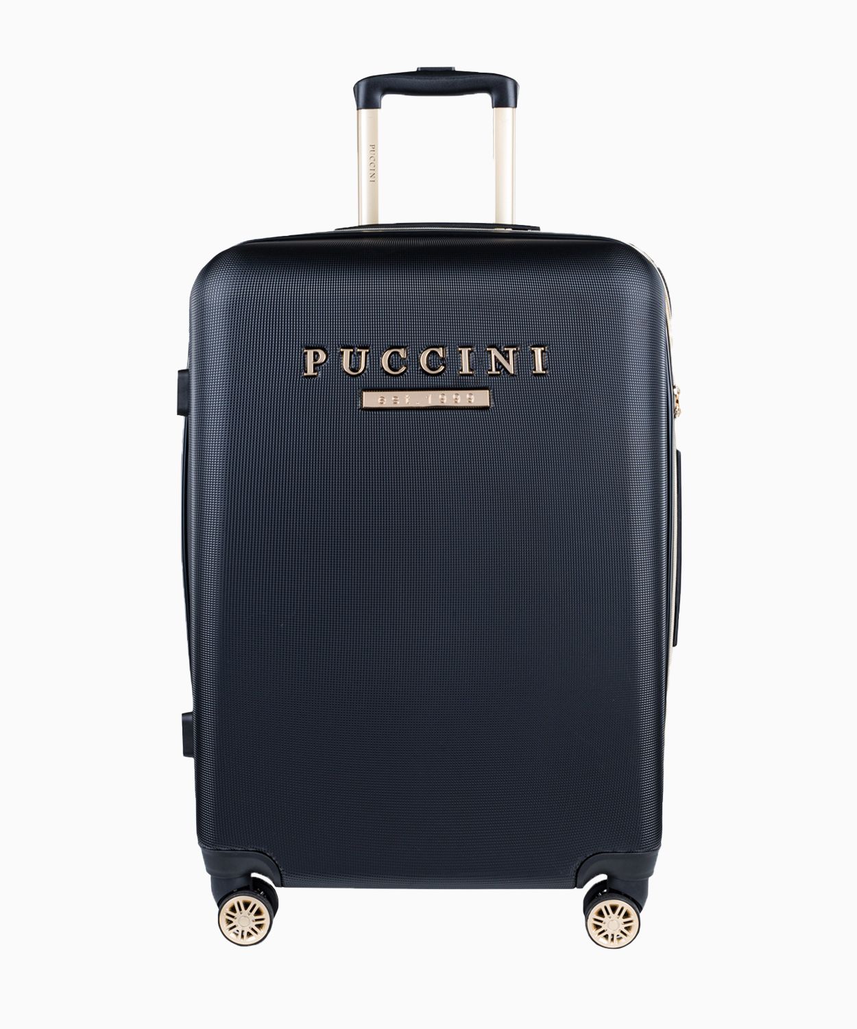 Середня чорна валіза з вишуканим написом 