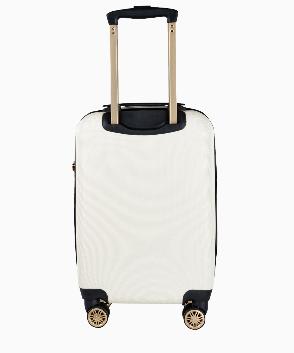 Валіза білого кольору з елегантним написом в розмірі ручної поклажі