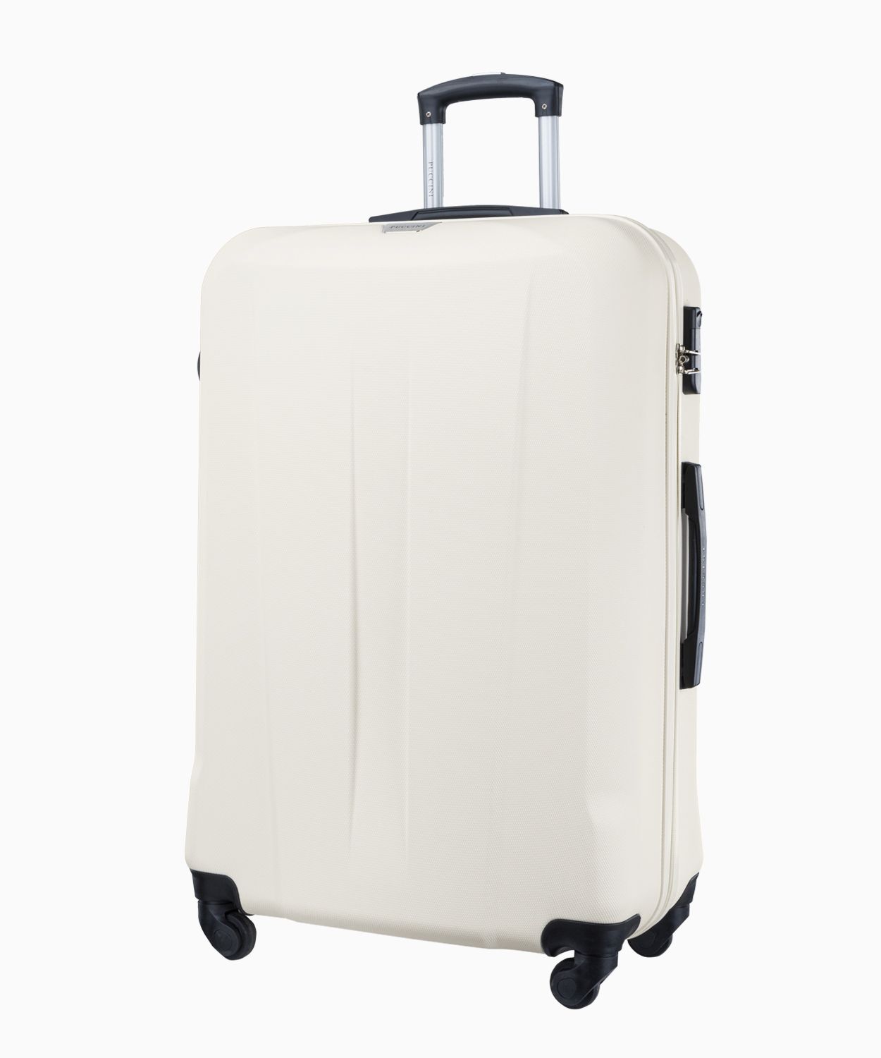 Велика біла валіза на чотирьох колесах 