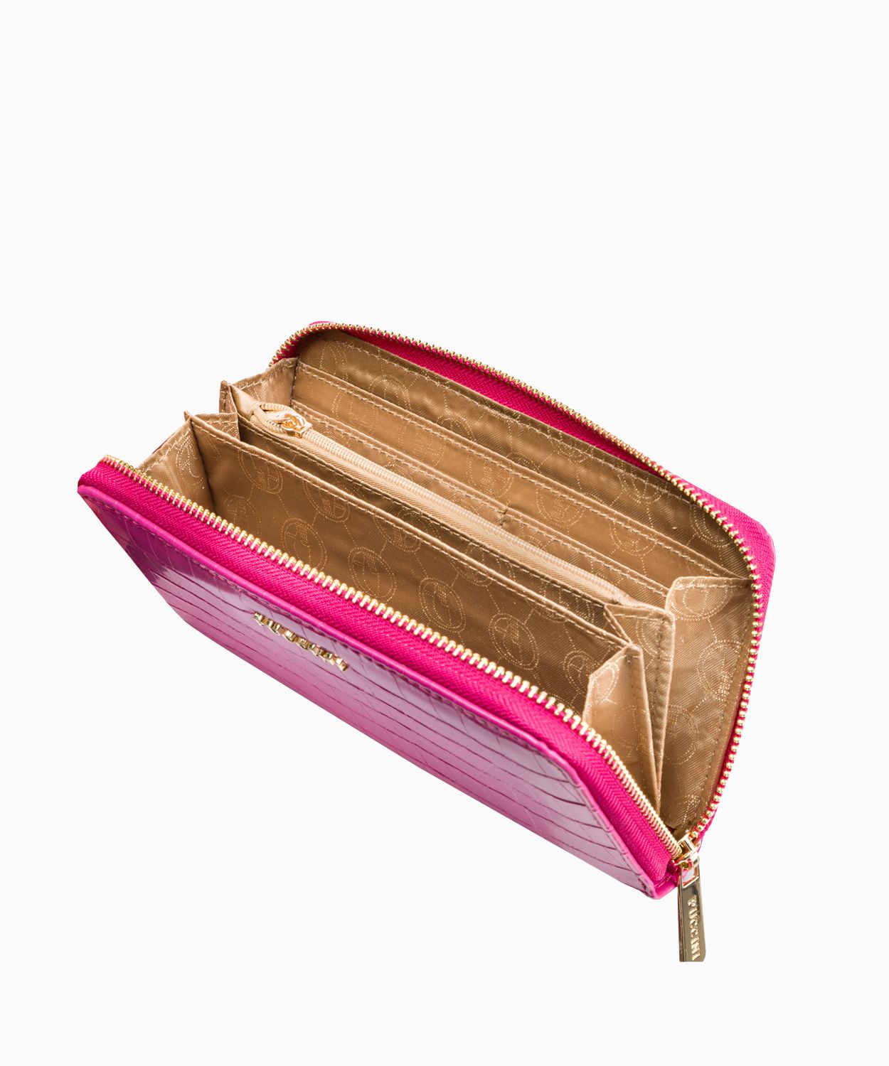 Великий рожевий жіночий гаманець з фактурою кроко 