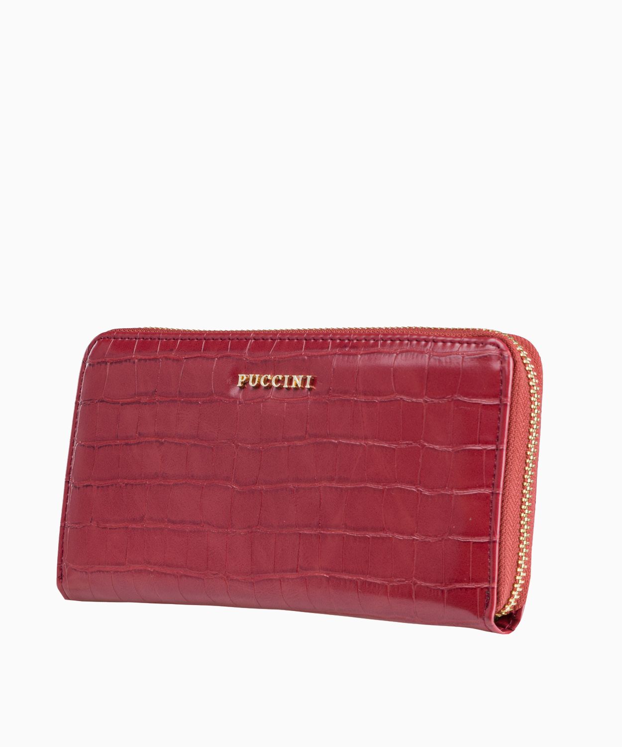 Великий червоний жіночий гаманець з фактурою кроко 