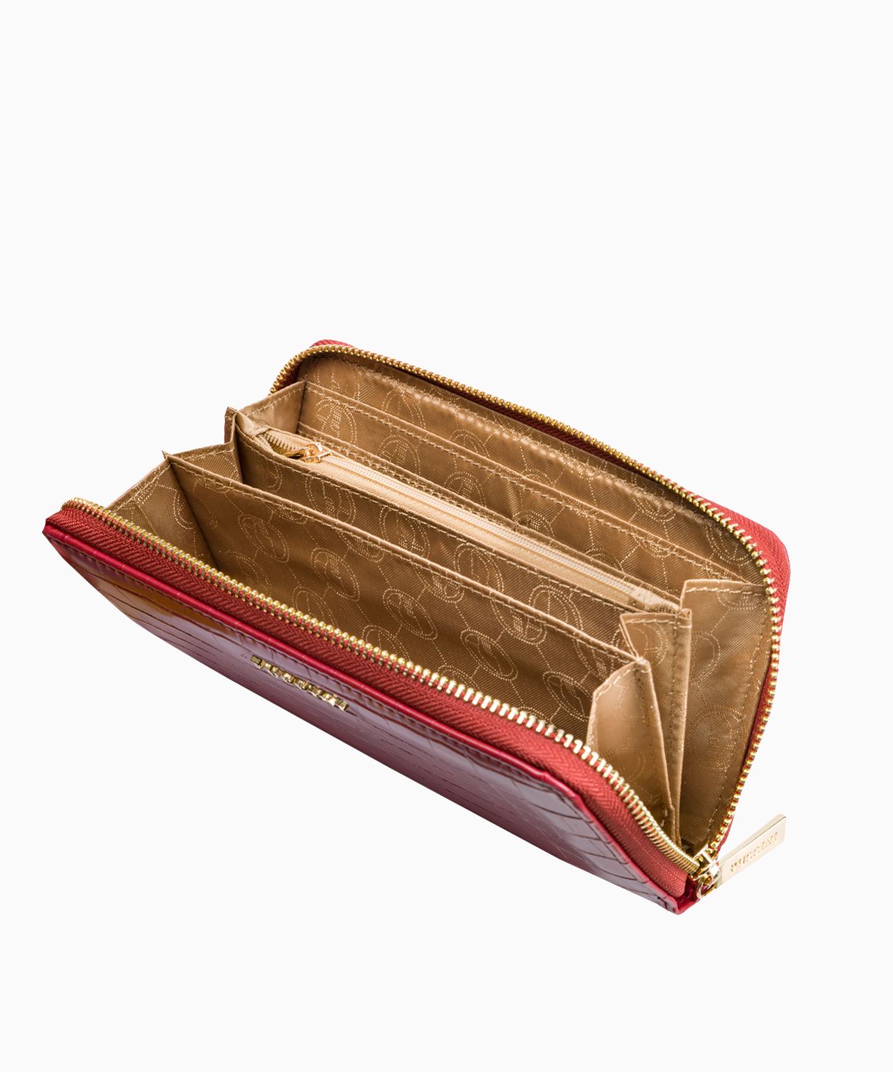 Великий червоний жіночий гаманець з фактурою кроко 