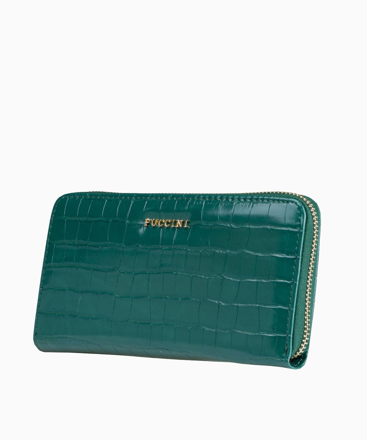 Великий зелений жіночий гаманець з фактурою кроко 