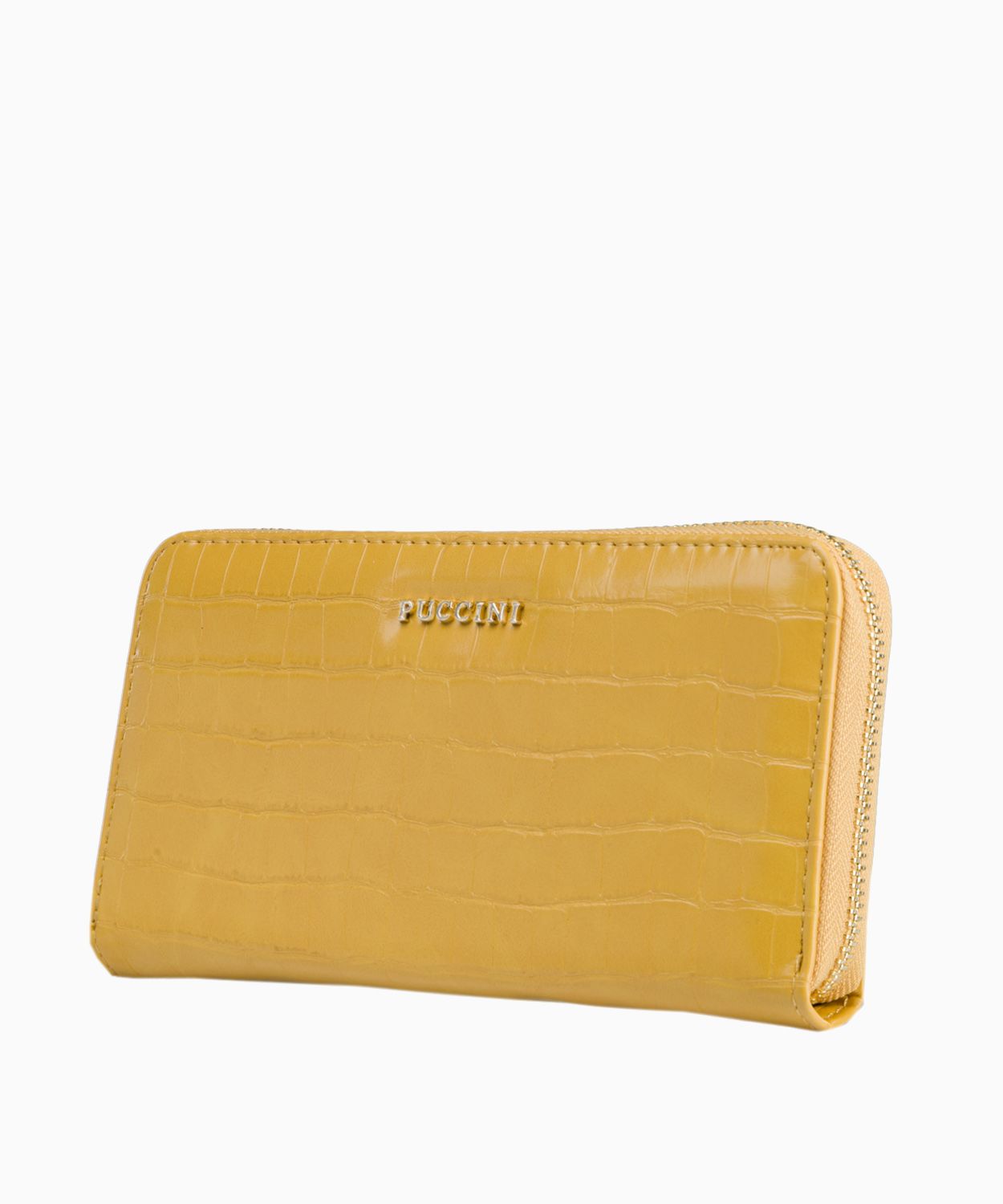 Великий жовтий жіночий гаманець з фактурою кроко 