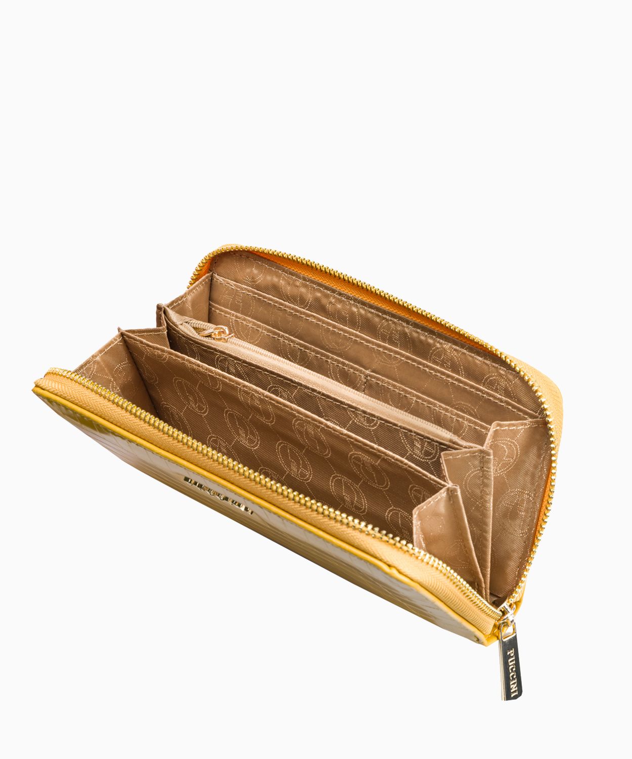 Великий жовтий жіночий гаманець з фактурою кроко 