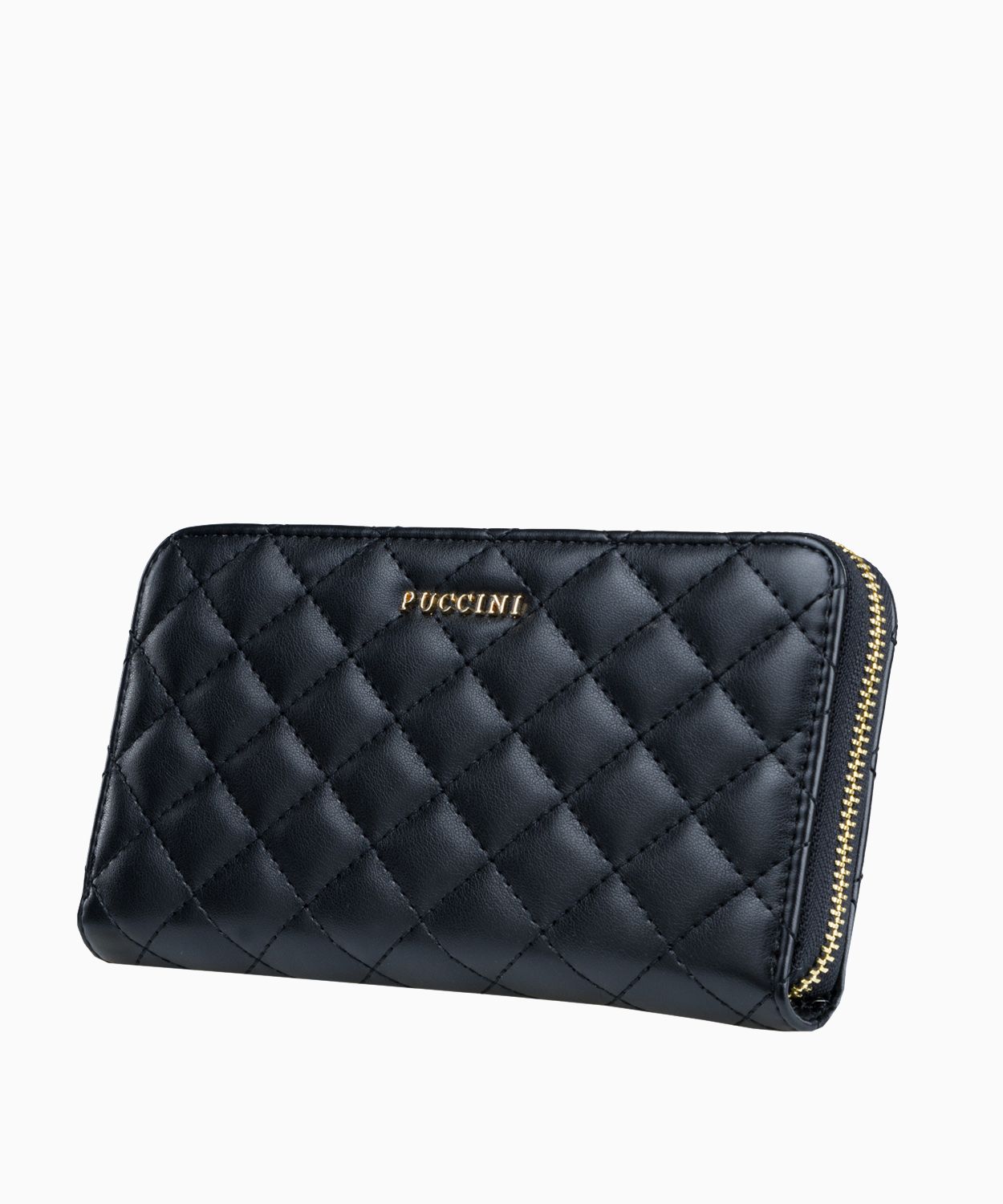 Жіночий чорний гаманець зі строчкою