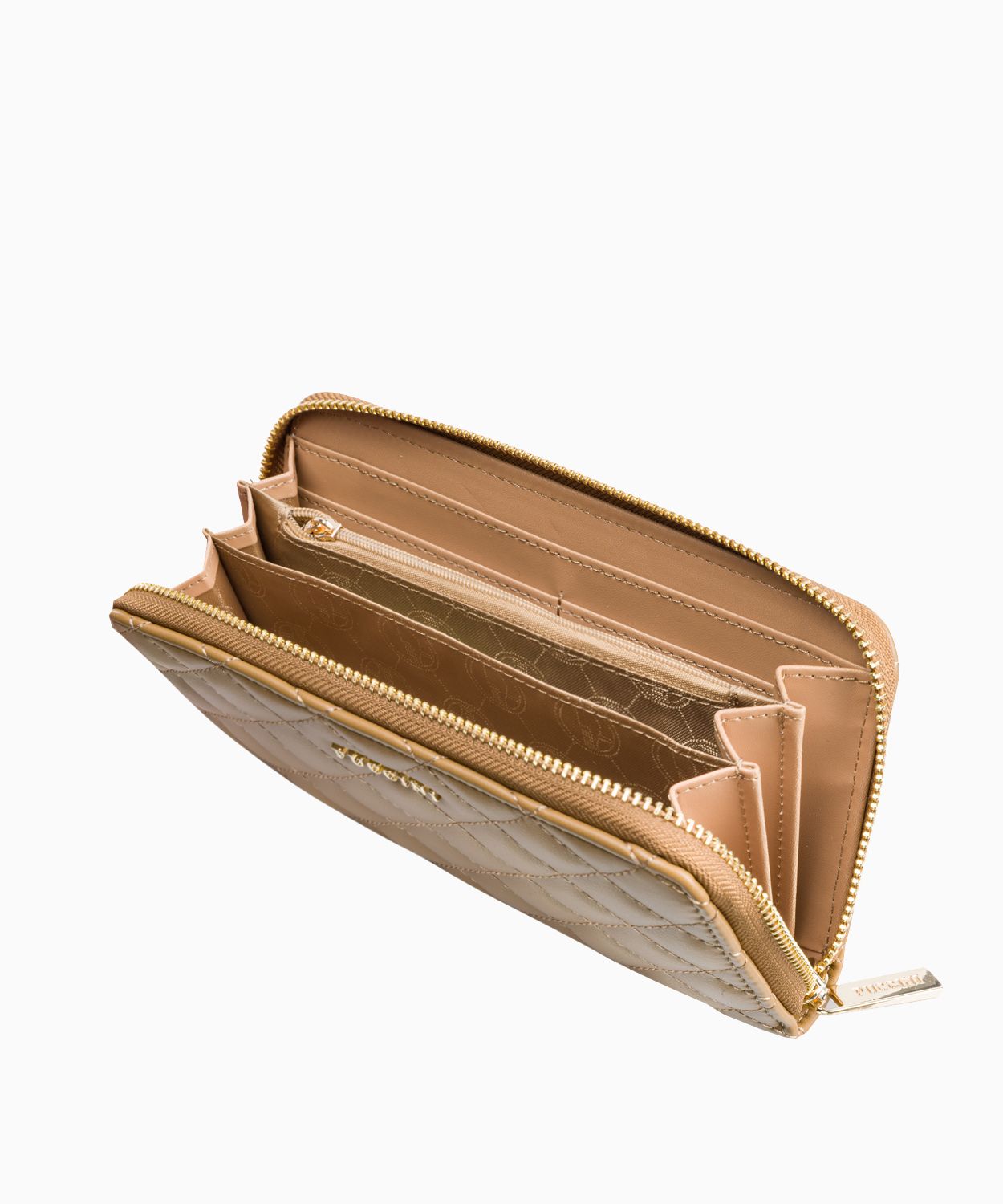 Жіночий бежевий гаманець зі строчкою