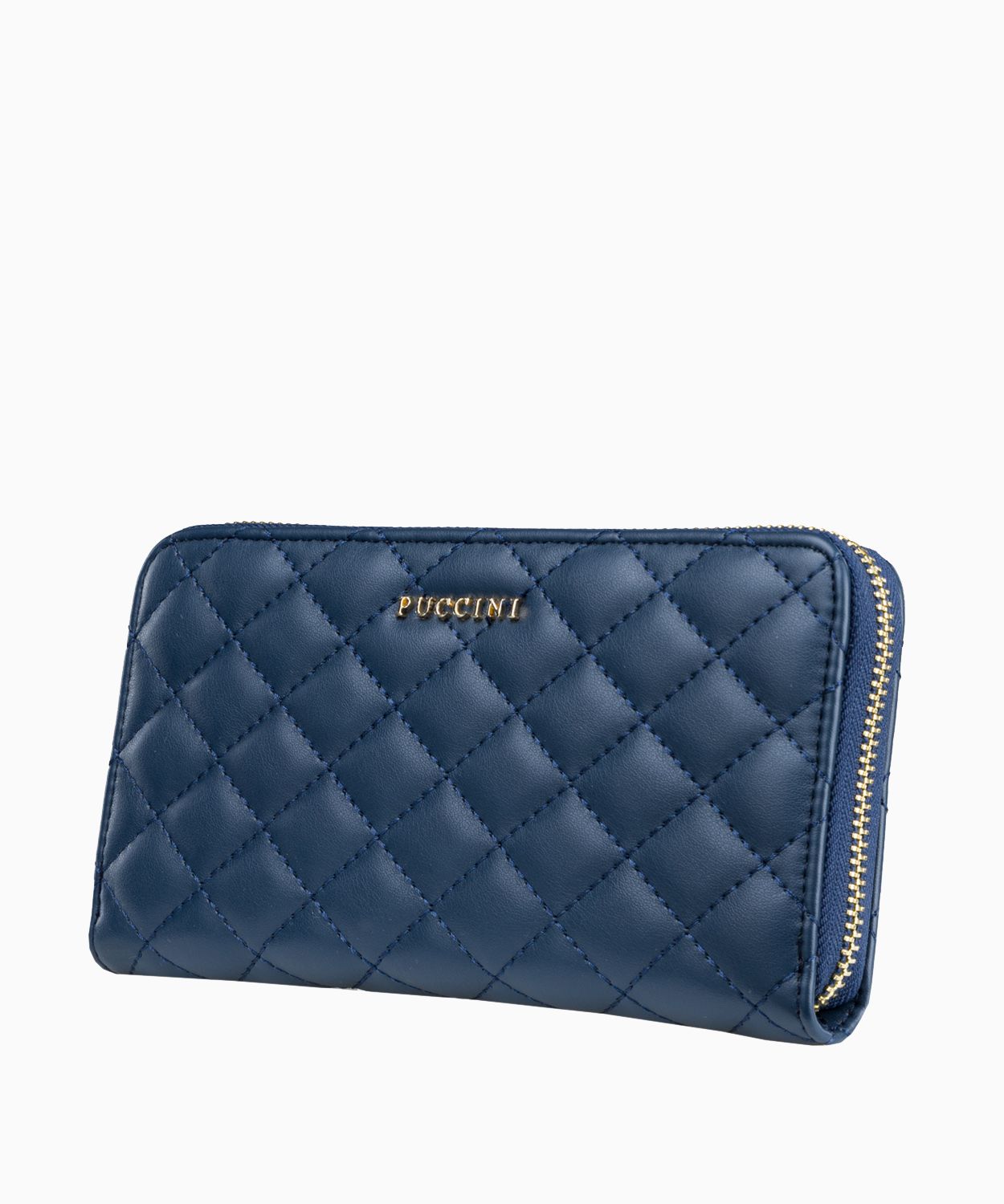 Жіночий синій гаманець зі строчкою