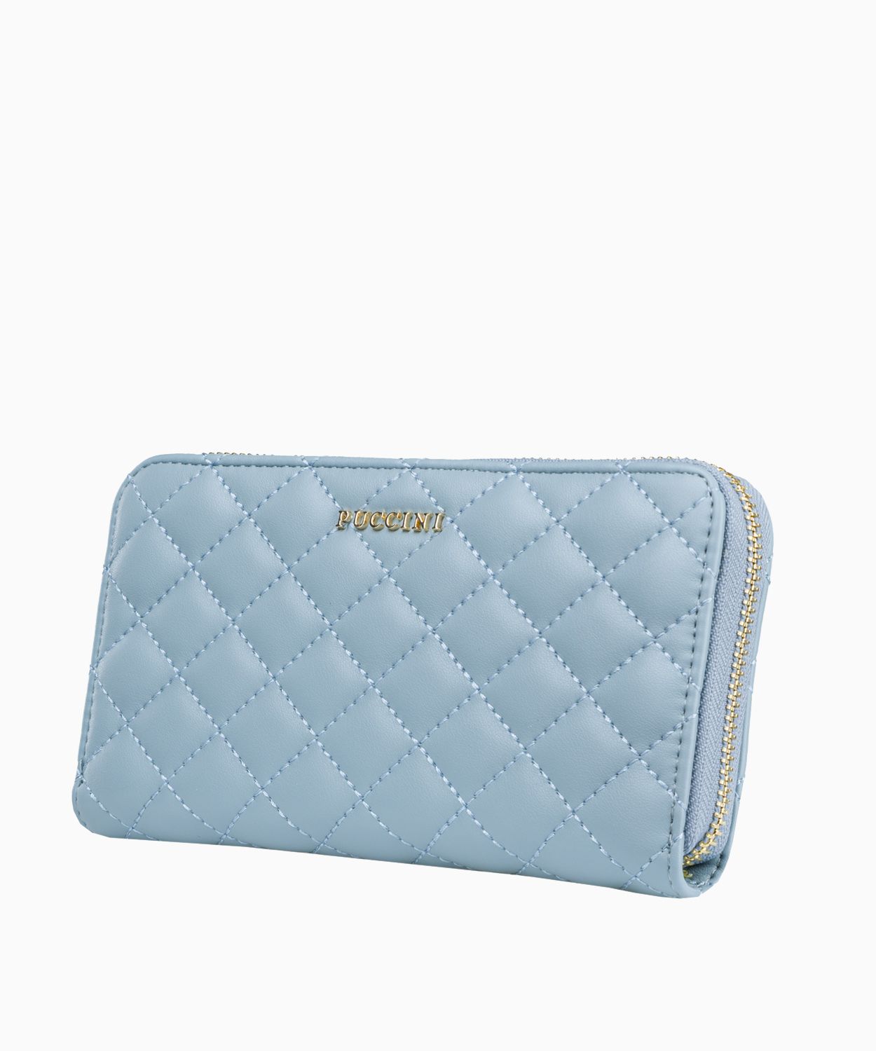 Жіночий блакитний гаманець зі строчкою
