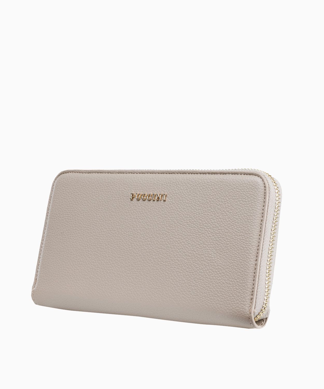 Гаманець жіночий бежевого кольору з місцем для телефону 