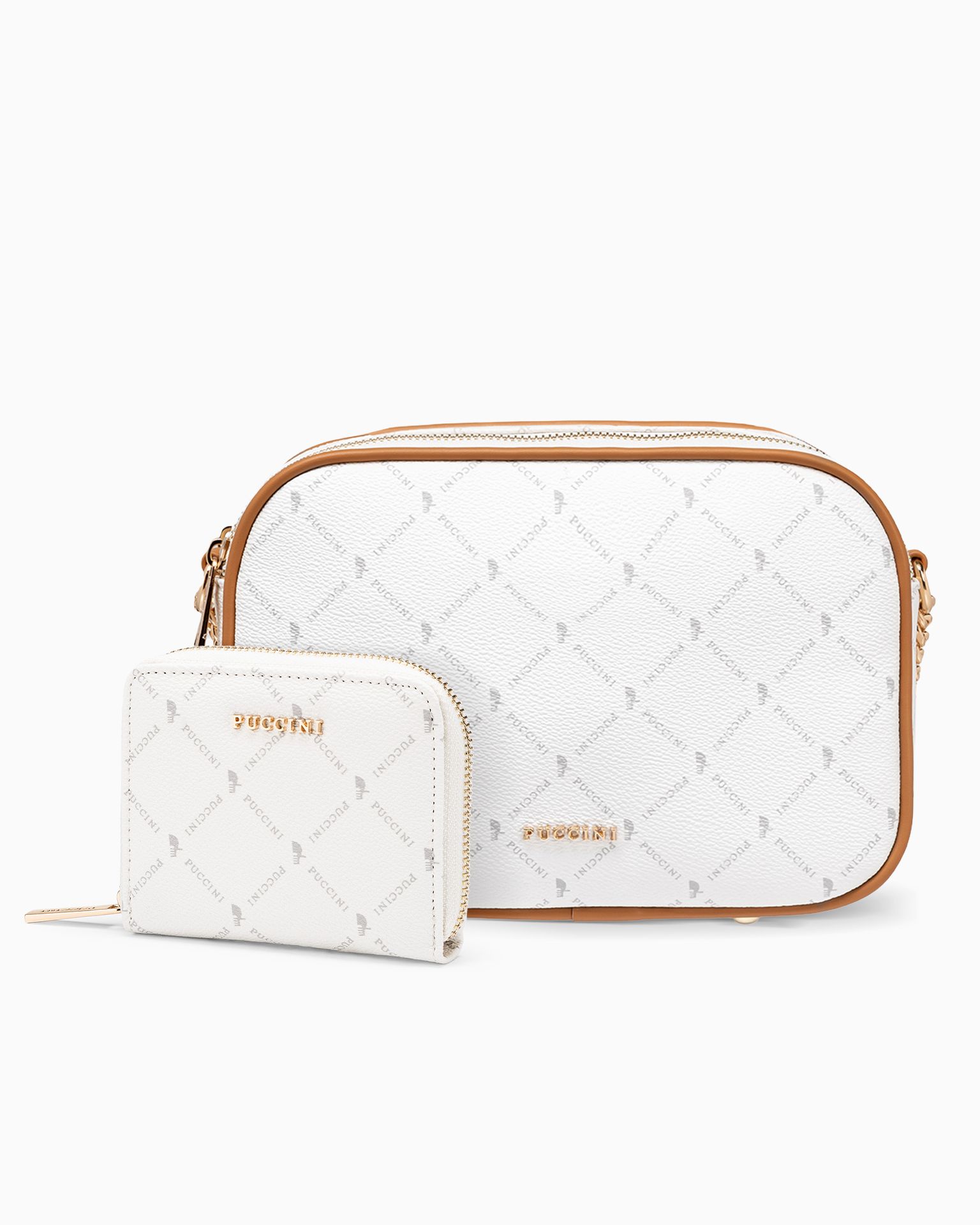 Набір жіноча сумочка + жіночий гаманець білий монограма