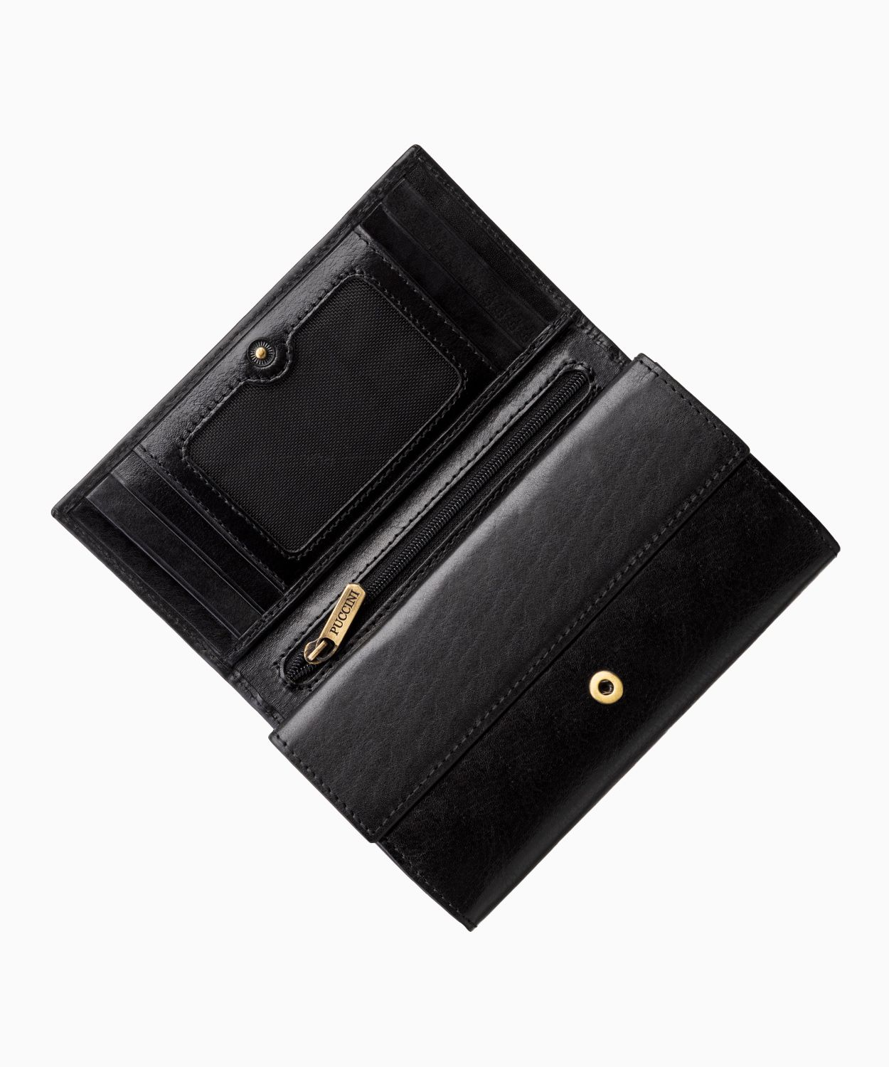 Чорний шкіряний жіночий гаманець з RFID захистом 