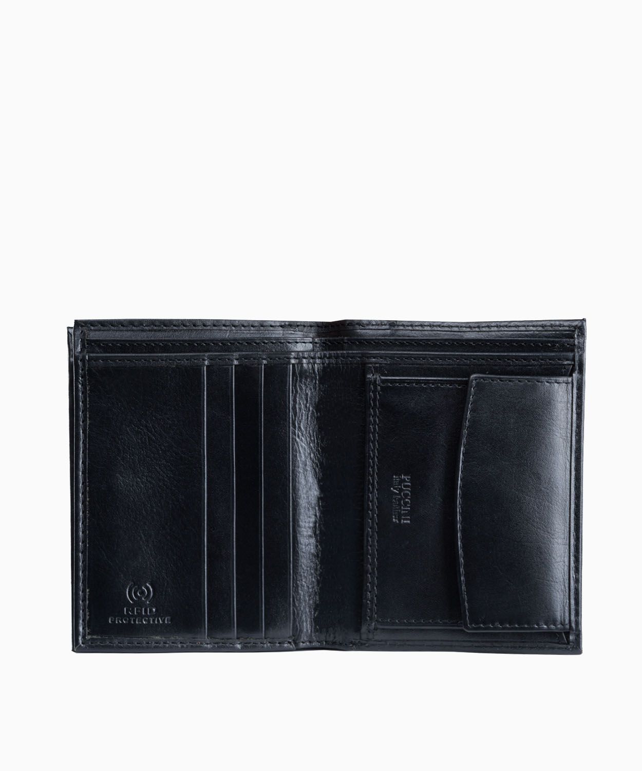 Елегантний чорний шкіряний чоловічий гаманець