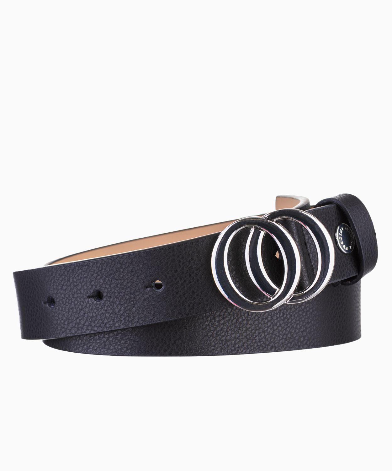 Жіночий шкіряний чорний ремінь з декоративною пряжкою розмір S