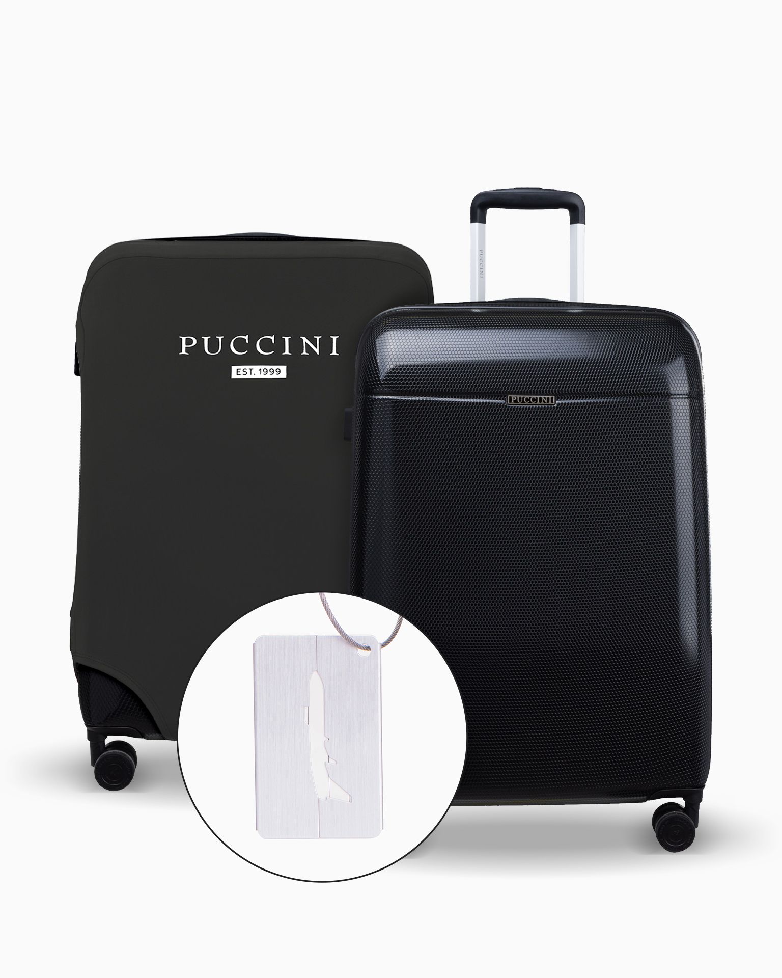 Середній комплект валізи + чохол + багажна бирка