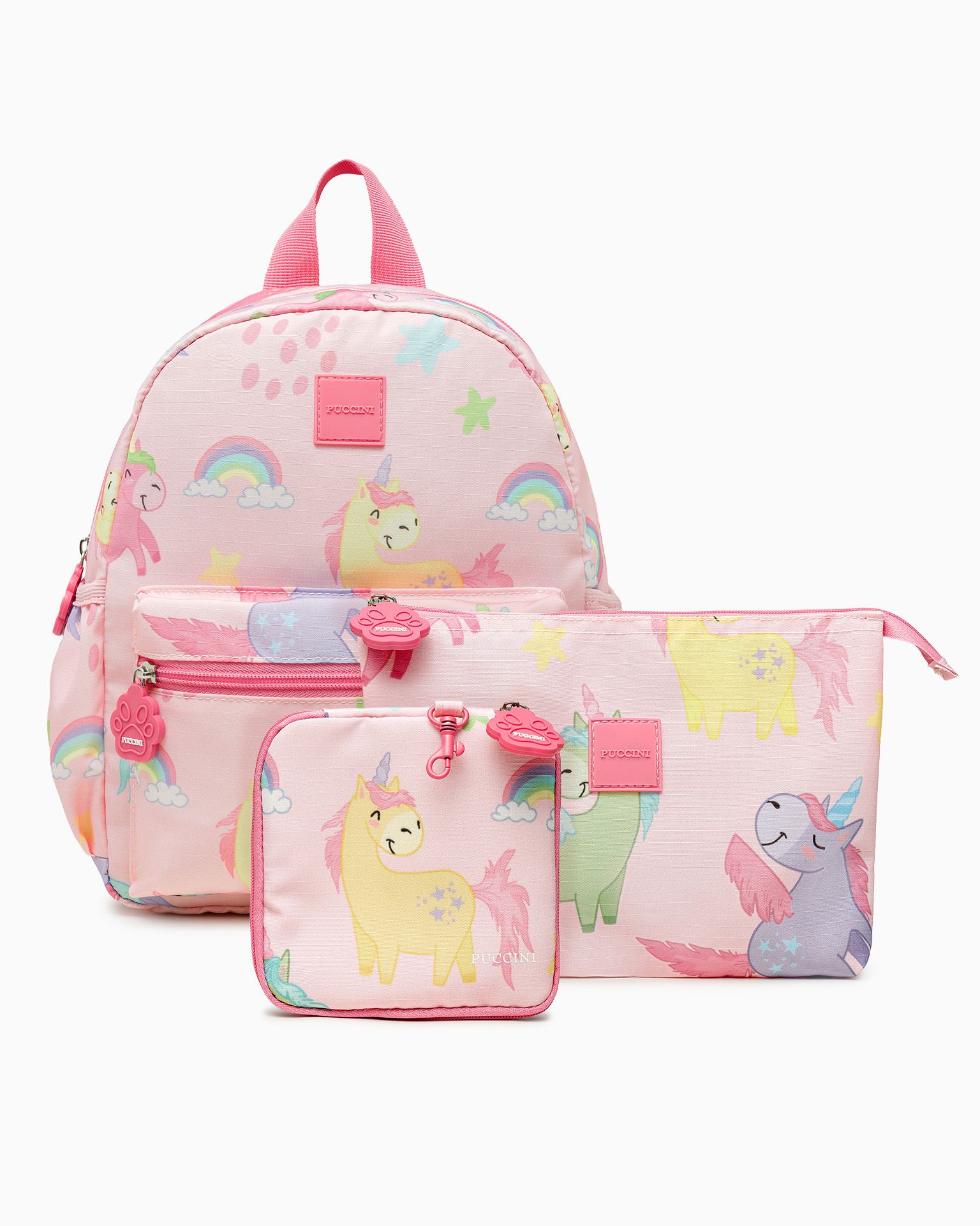 Комплект рюкзак для дітей + гаманця + косметички рожевий єдиноріг