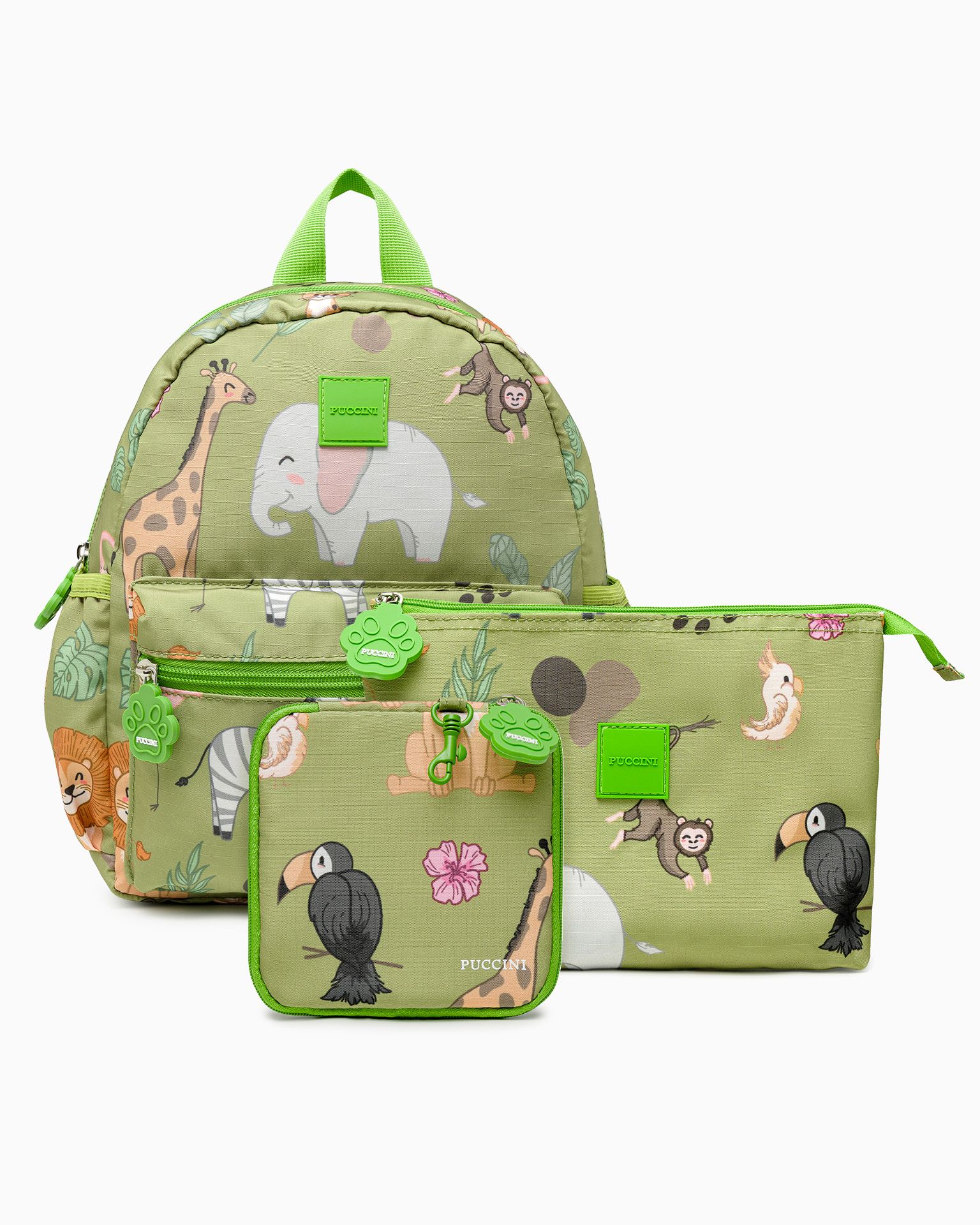Набір рюкзак для дітей + гаманець + косметичка зелена сафарі