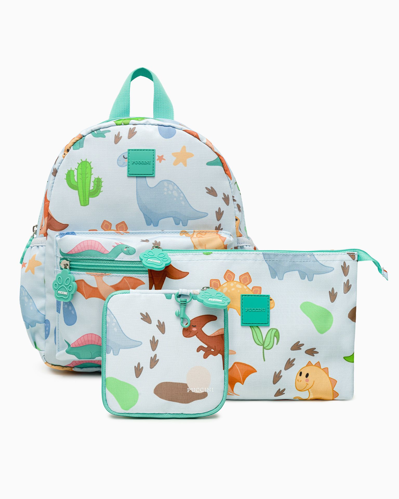 Набір рюкзаків для дітей + гаманець + косметичка синій динозавр