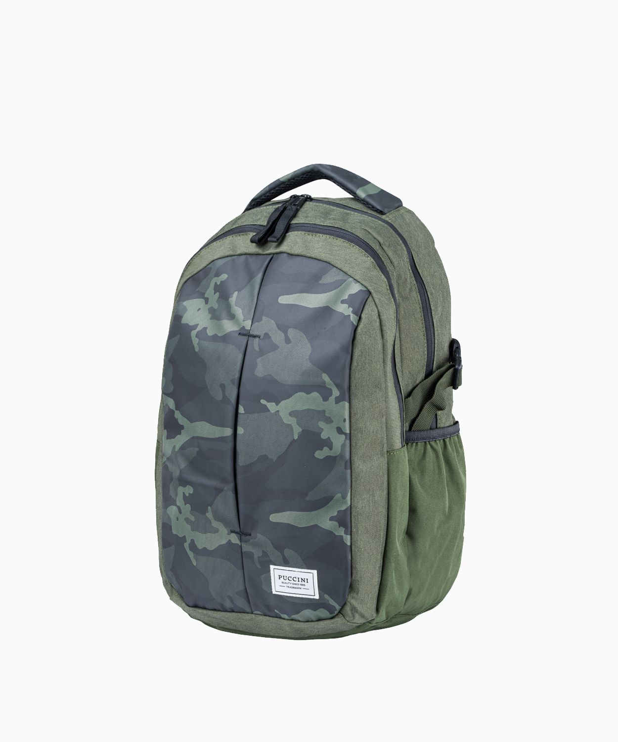 Зелений рюкзак з кишенями в камуфляжному візерунку 