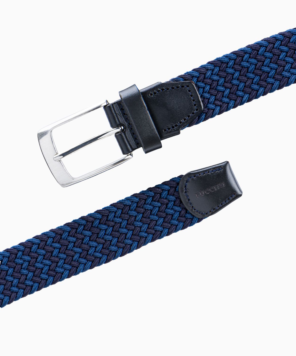 Темно-синьо-блакитний чоловічий ремінь на резинці розмір м