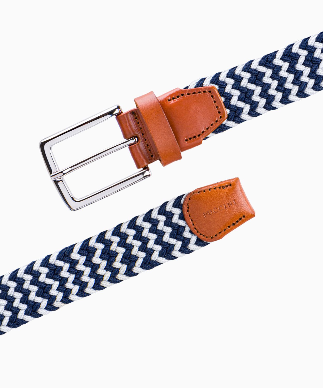 Темно-синьо-білий чоловічий ремінь на резинці розмір м