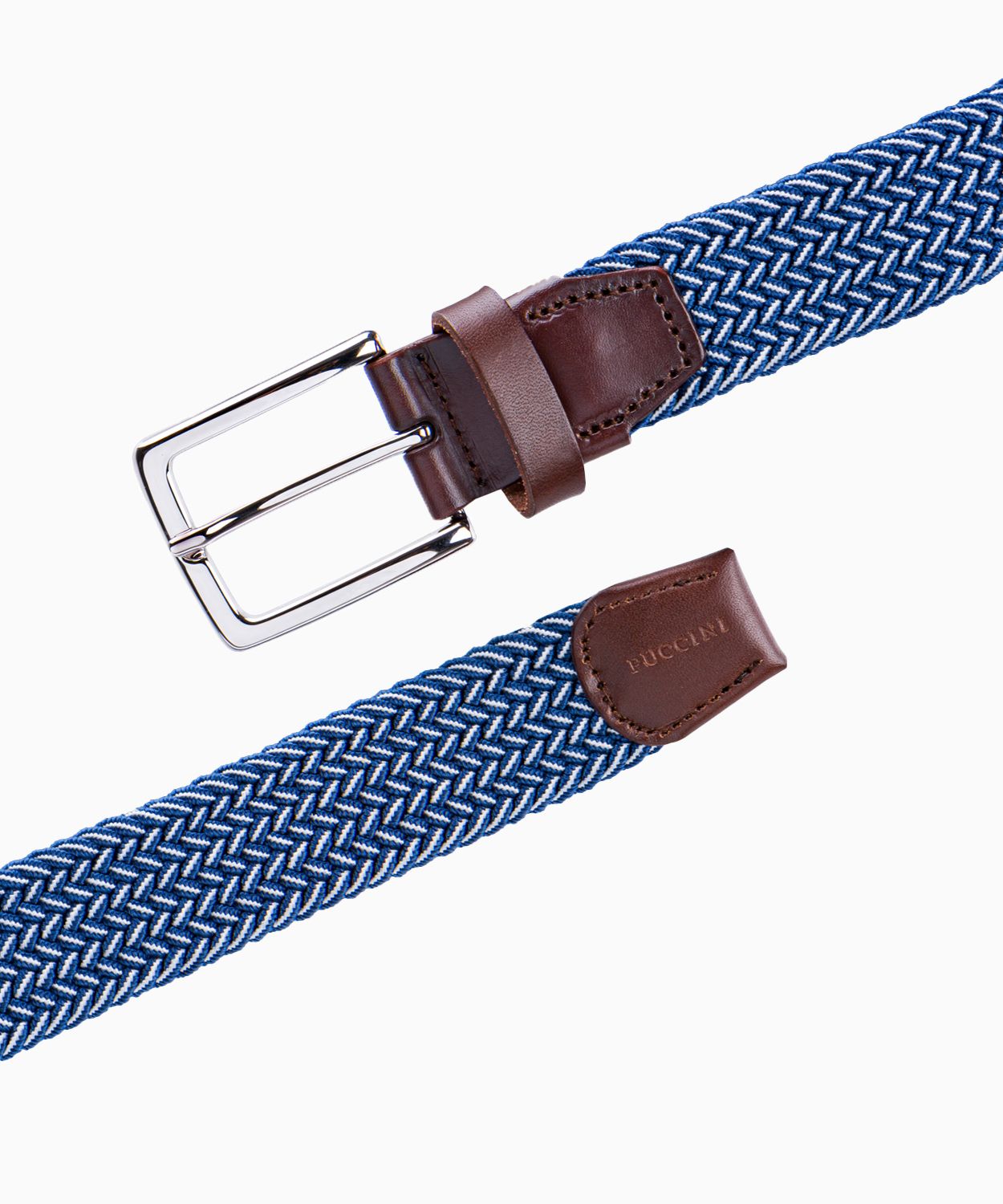 Синьо-білий чоловічий ремінь на резинці розмір l 