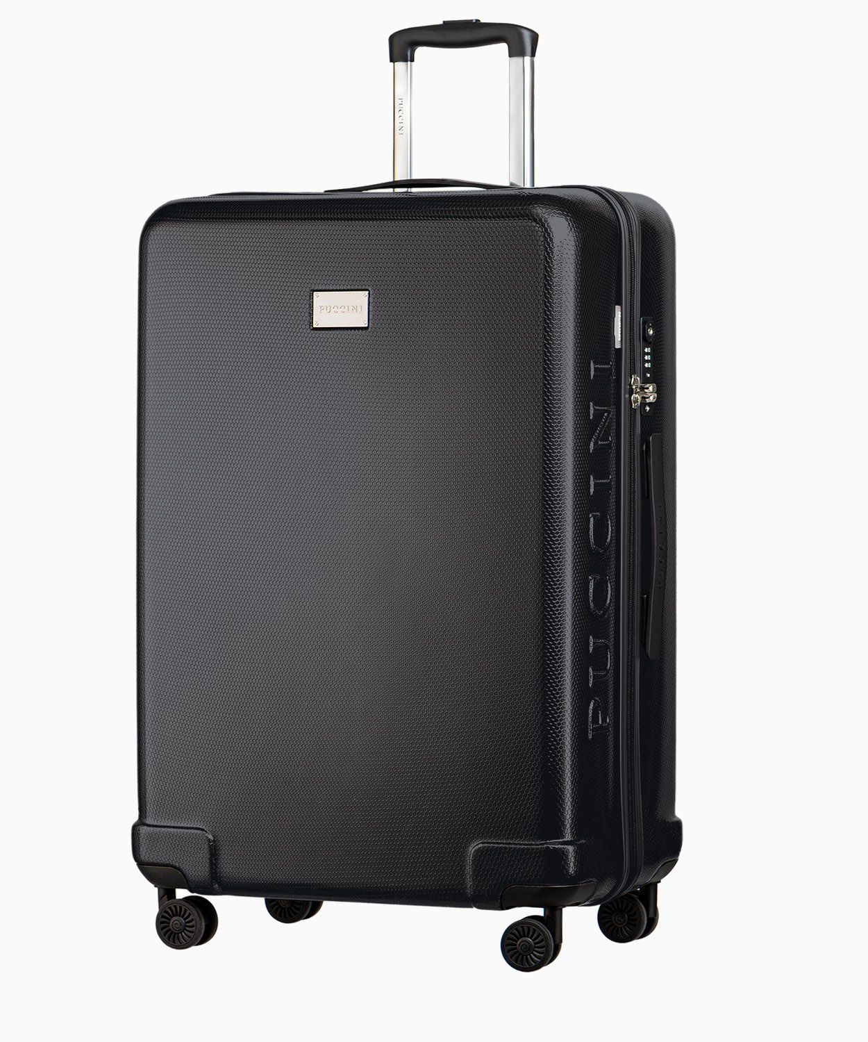 Велика сіра тверда валіза зі структурою медових сот